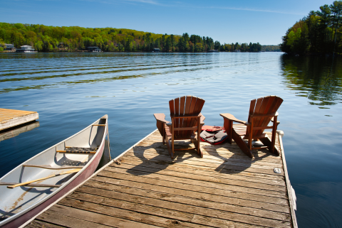 Chairs next to lake